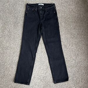 Abercrombie & Fitch Faded Black 90s Straight Mid Rise Jeans, Size 25 Short